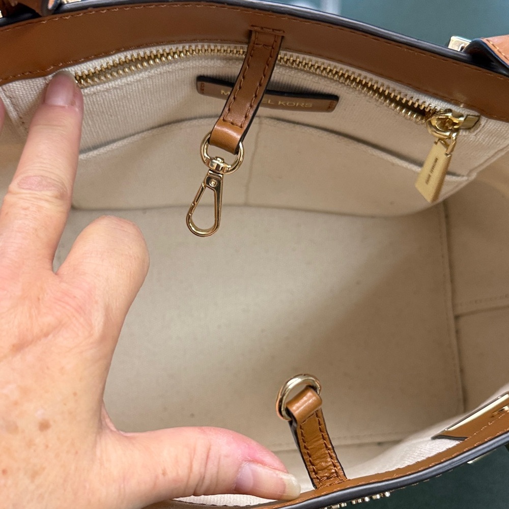 Michael Kors Brown and Cream Striped Tote - Picture 10 of 12